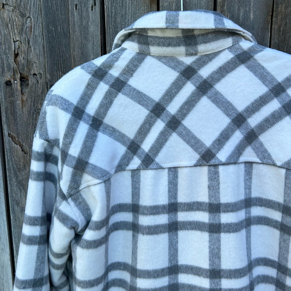 NWT Thread & Supply Plaid Shirt Jacket Grey White XS - Picture 10 of 16